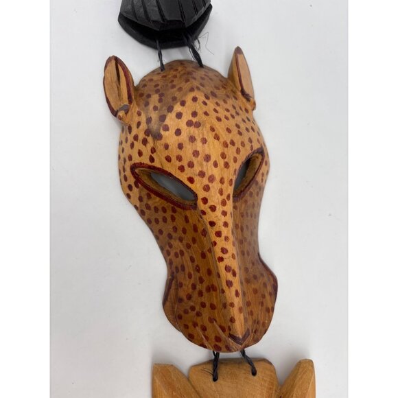Hand-Carved African Animal Mask Wall Hanging Decor made in Kenya - Picture 4 of 7